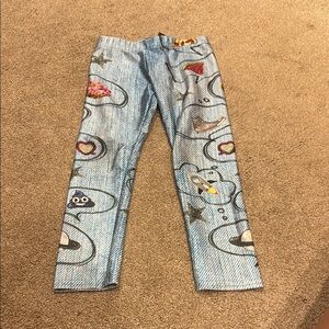 Terez Kids Leggings with Fun Space and Food Print - Blue